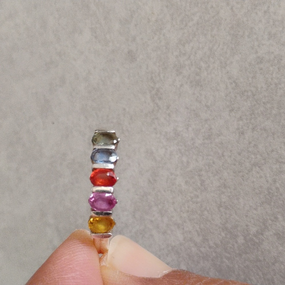 Multicolor Genuine Sapphire Ring - Picture 8 of 11